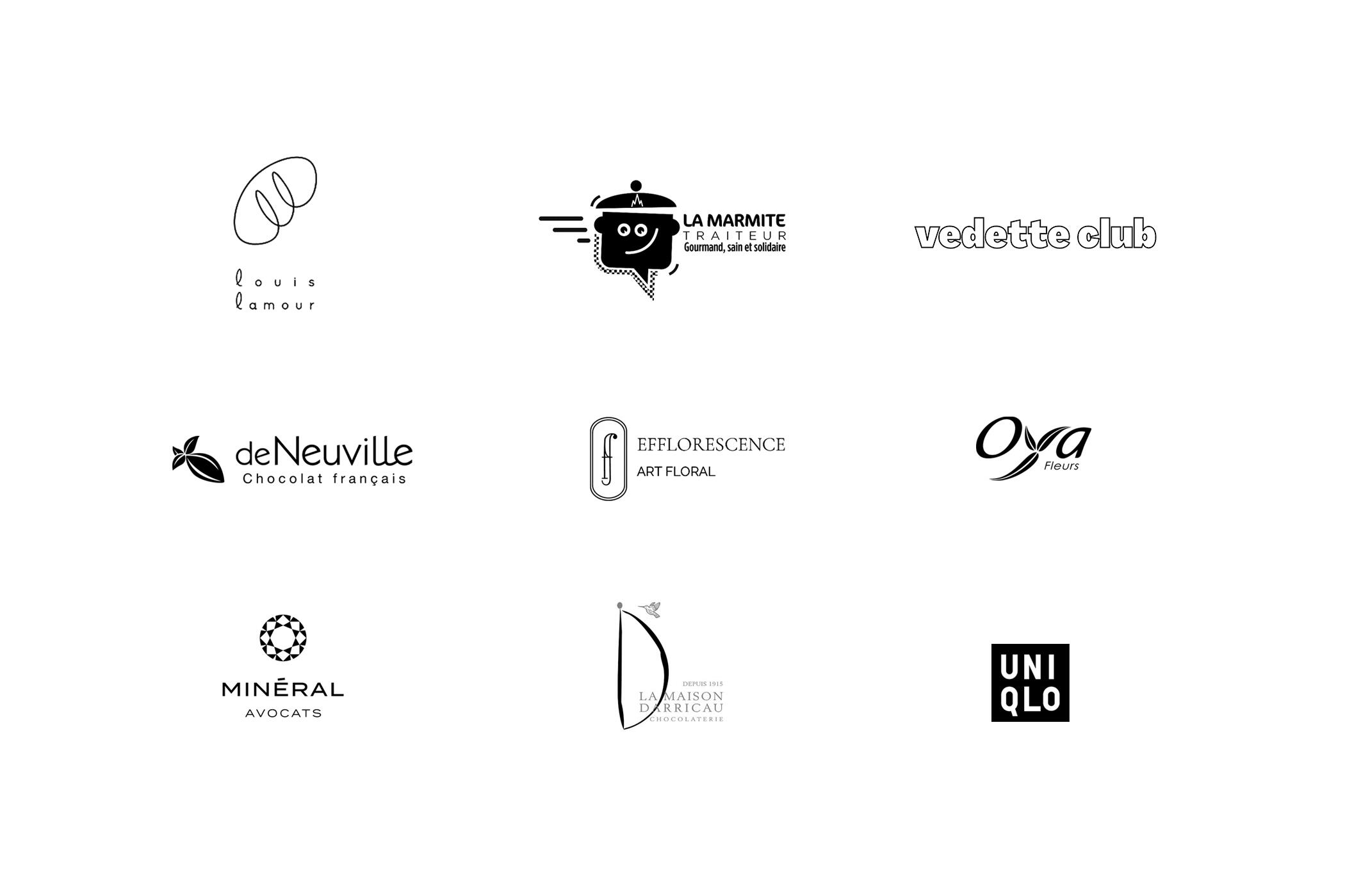 Clients Pronto Coursiers Clients qui nous fon confiance, Bouloulam, la marmite, vedette, oya, Uniqlo, efflorescence, darricau, deNeuville.